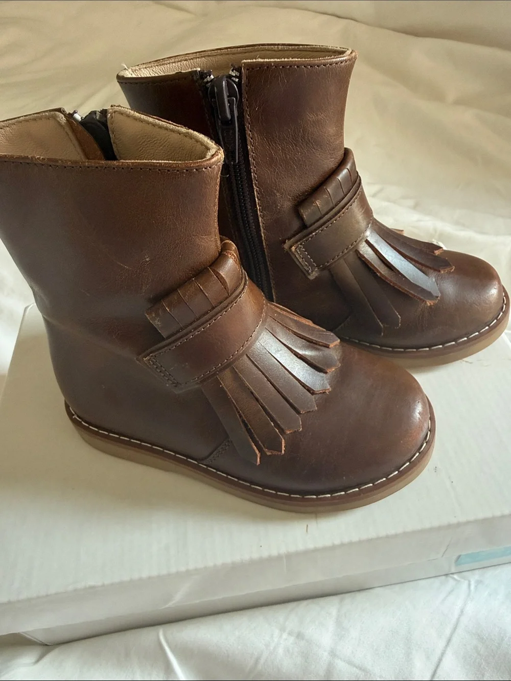 Girls Elephantito Brown Leather Boots